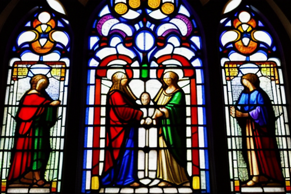 Colorful stained glass window in a church